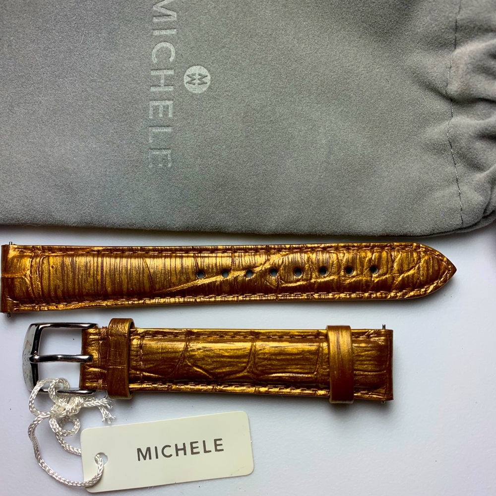 NWT Michele 16 Alligator Leather Bronze Watch Band